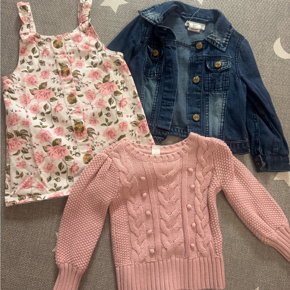 Kids Blue Denim Jean Jacket/ dress and sweater .